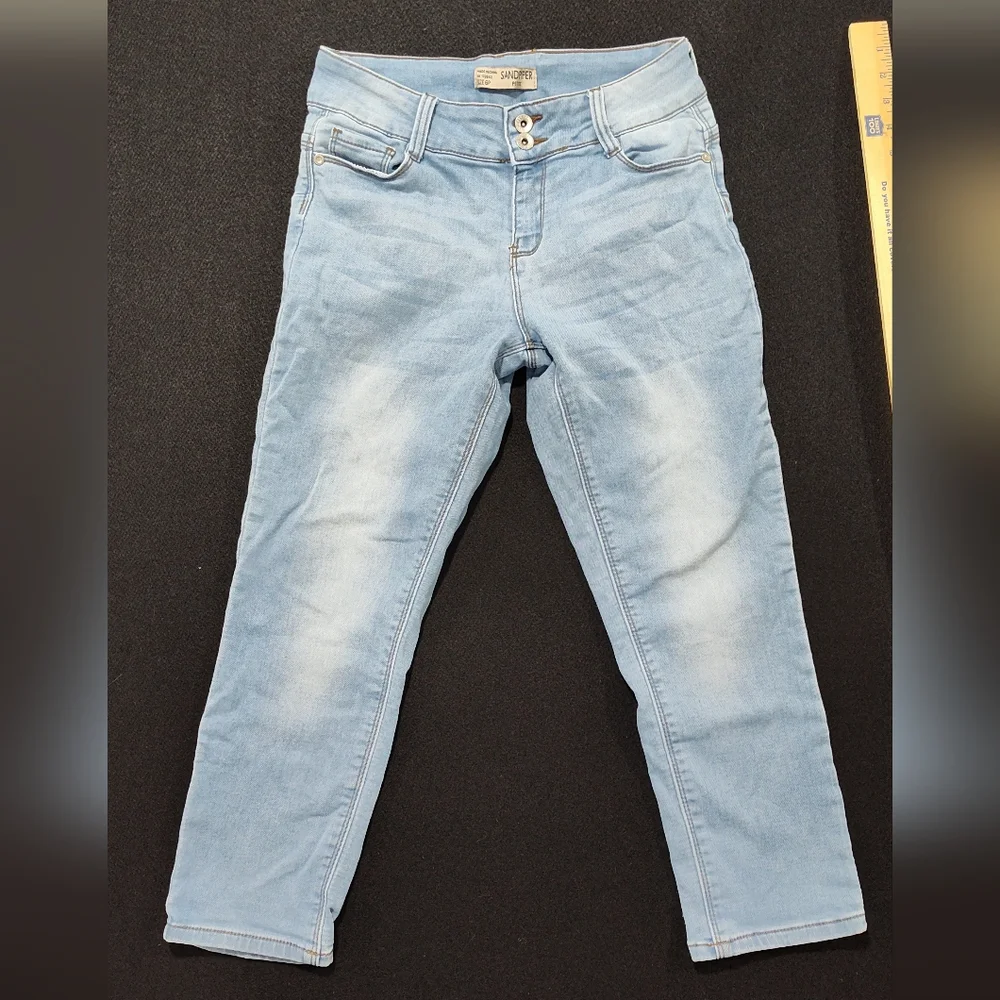 Sandpiper Petite Women's Distressed Straight Blue Jeans Size 6p - Picture 1 of 9